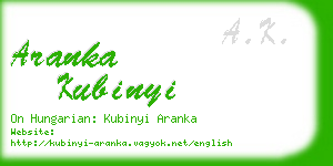 aranka kubinyi business card